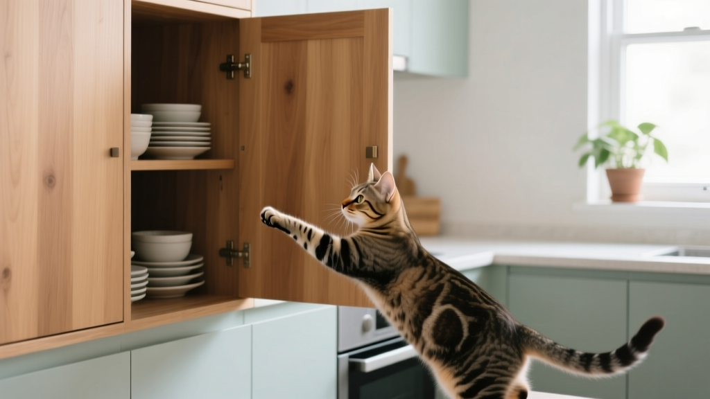 Cat Paw Pushing the Cabinet Door: Curiosity Drive