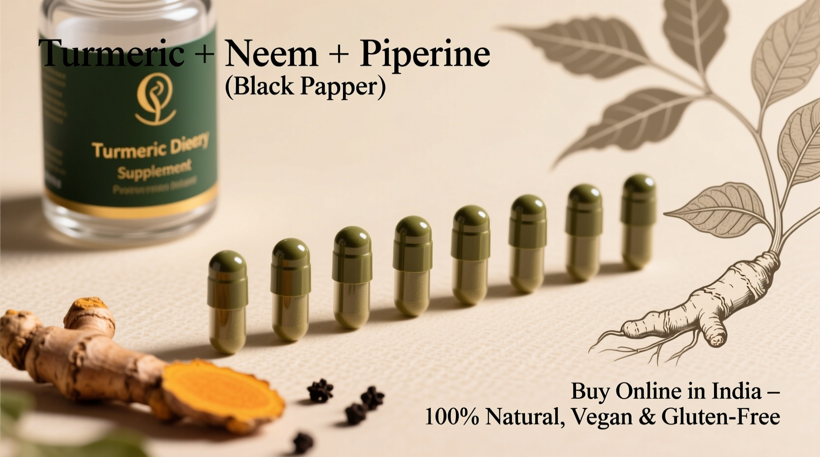 natural turmeric and neem capsules with pepper  buy online in india