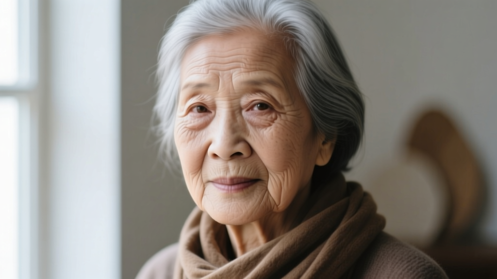 Close-up of an elderly woman