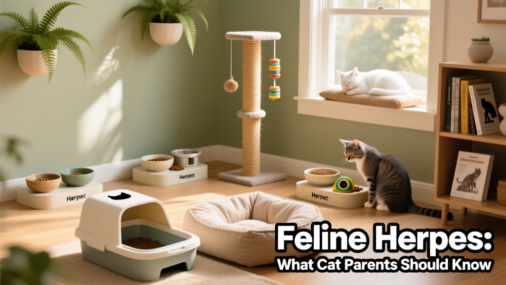 A cozy indoor setup with separate feeding stations, clean litter boxes, and calming enrichment for a multi-cat household