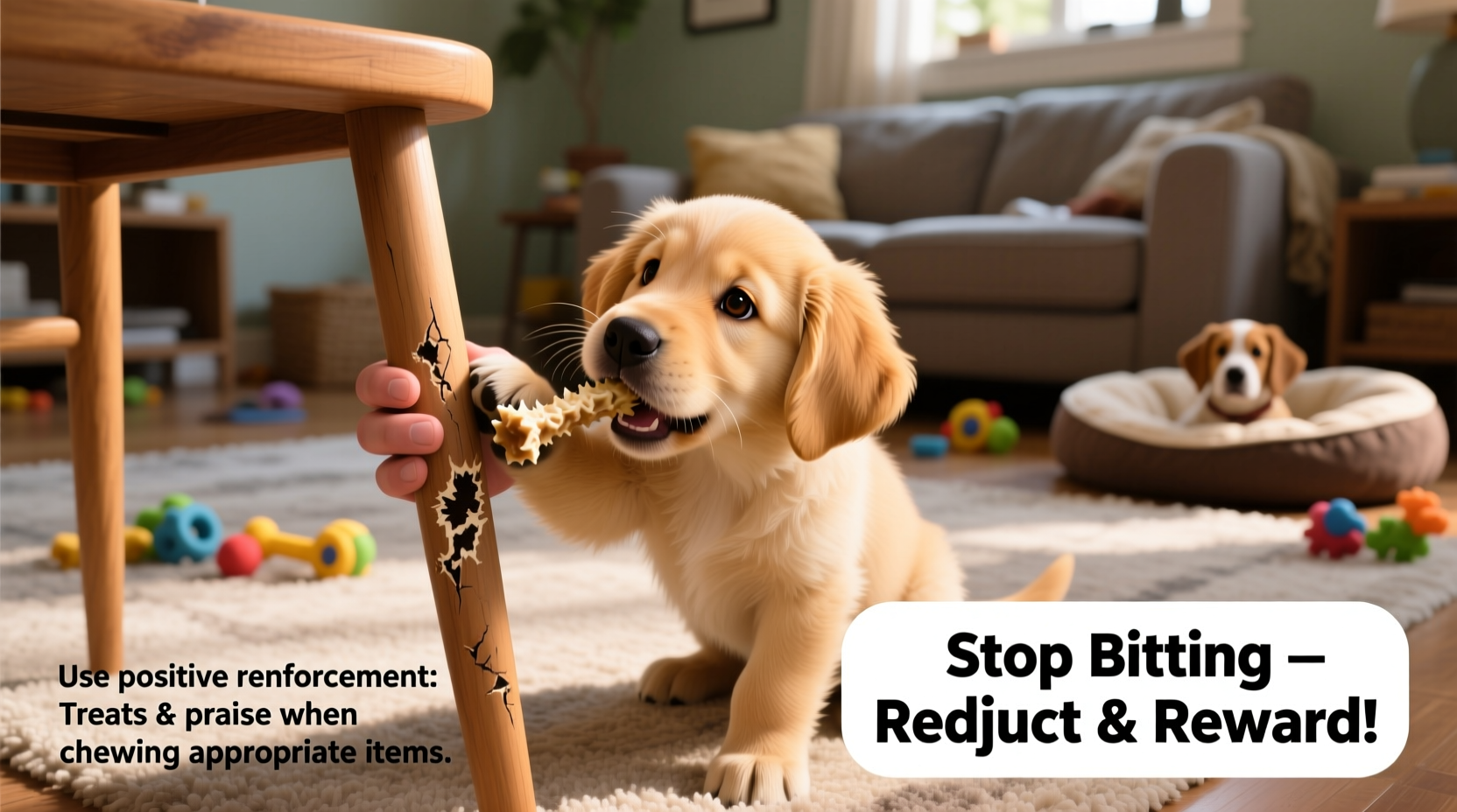 how to train a stubborn puppy to stop biting hands and furniture