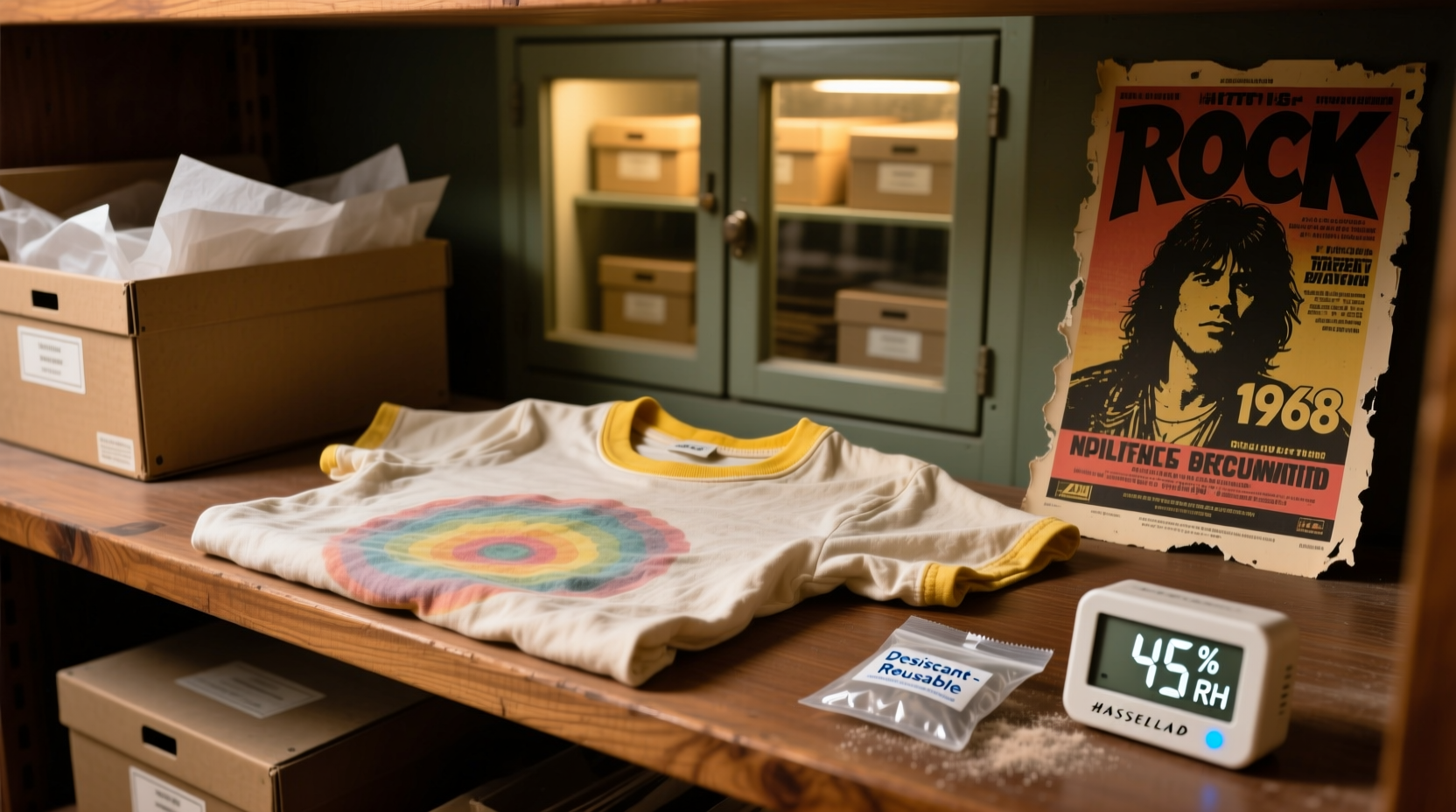 closet humidity monitor for vintage tees posters