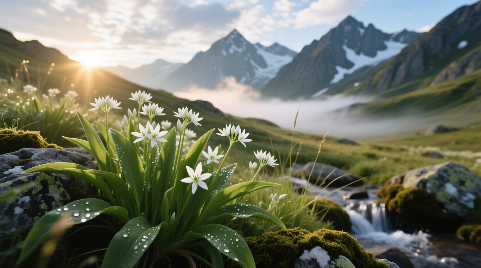 Wild garlic growing in Central Asian mountains