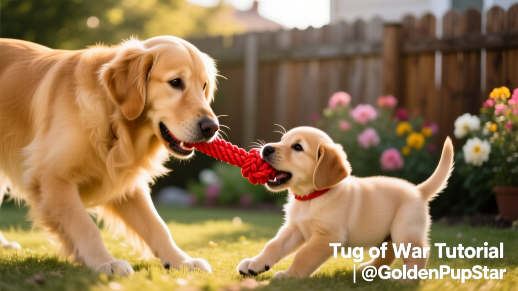 Watch This Golden Retriever TikTok Star Teach Her Puppy Brother How to Play Tug of War