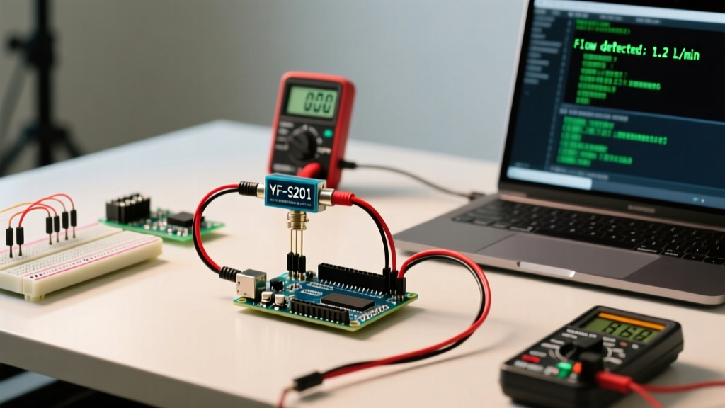 Flow Sensor Arduino Setup: YF-S201 Wiring, Code, and Debugging