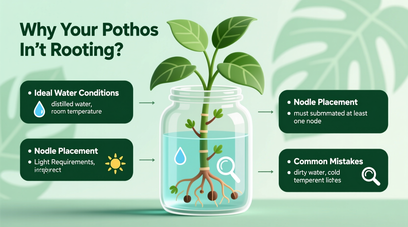 why is my propagated pothos not growing roots in water troubleshooting guide
