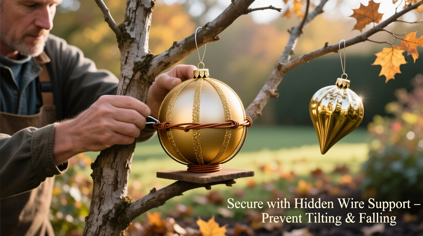 how to hang oversized ornaments on narrow branches without tilting or falling