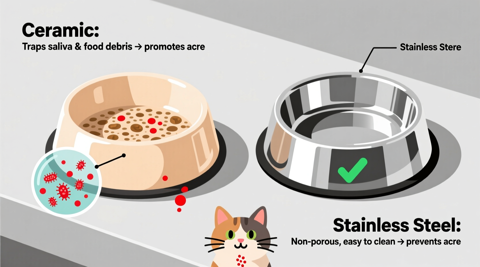 ceramic bowl vs stainless steel which is better for avoiding cat chin acne