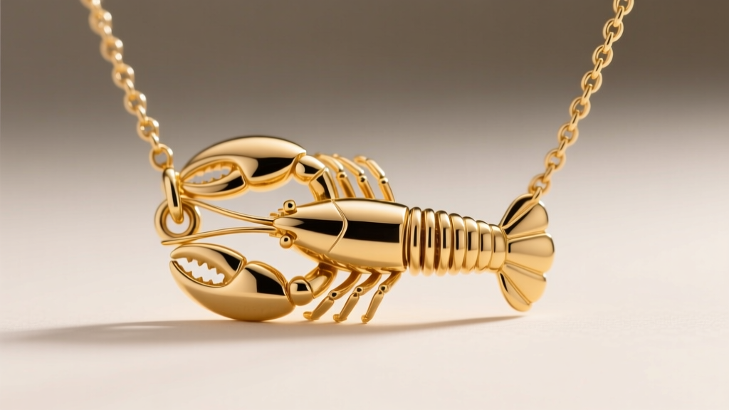 Detailed view of a secure lobster clasp on a gold vermeil necklace, highlighting the spring mechanism and soldered jump ring.