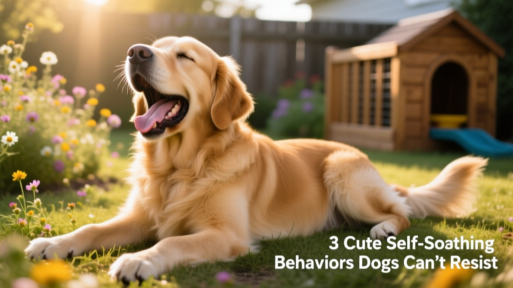 A dog mid-yawn with relaxed eyes and loose body posture during play