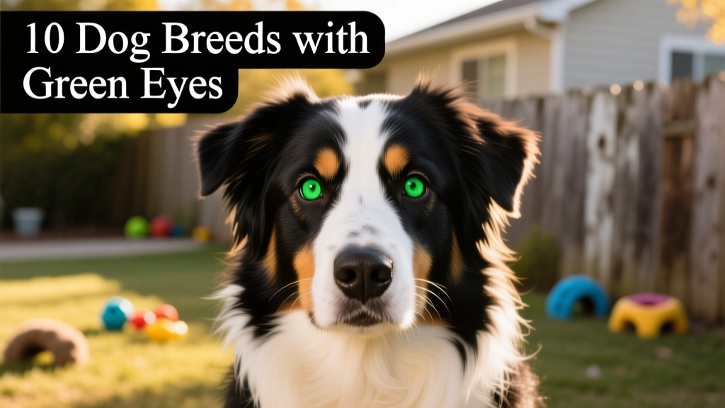 Close-up portrait of an Australian Shepherd with striking green eyes and bi-colored coat