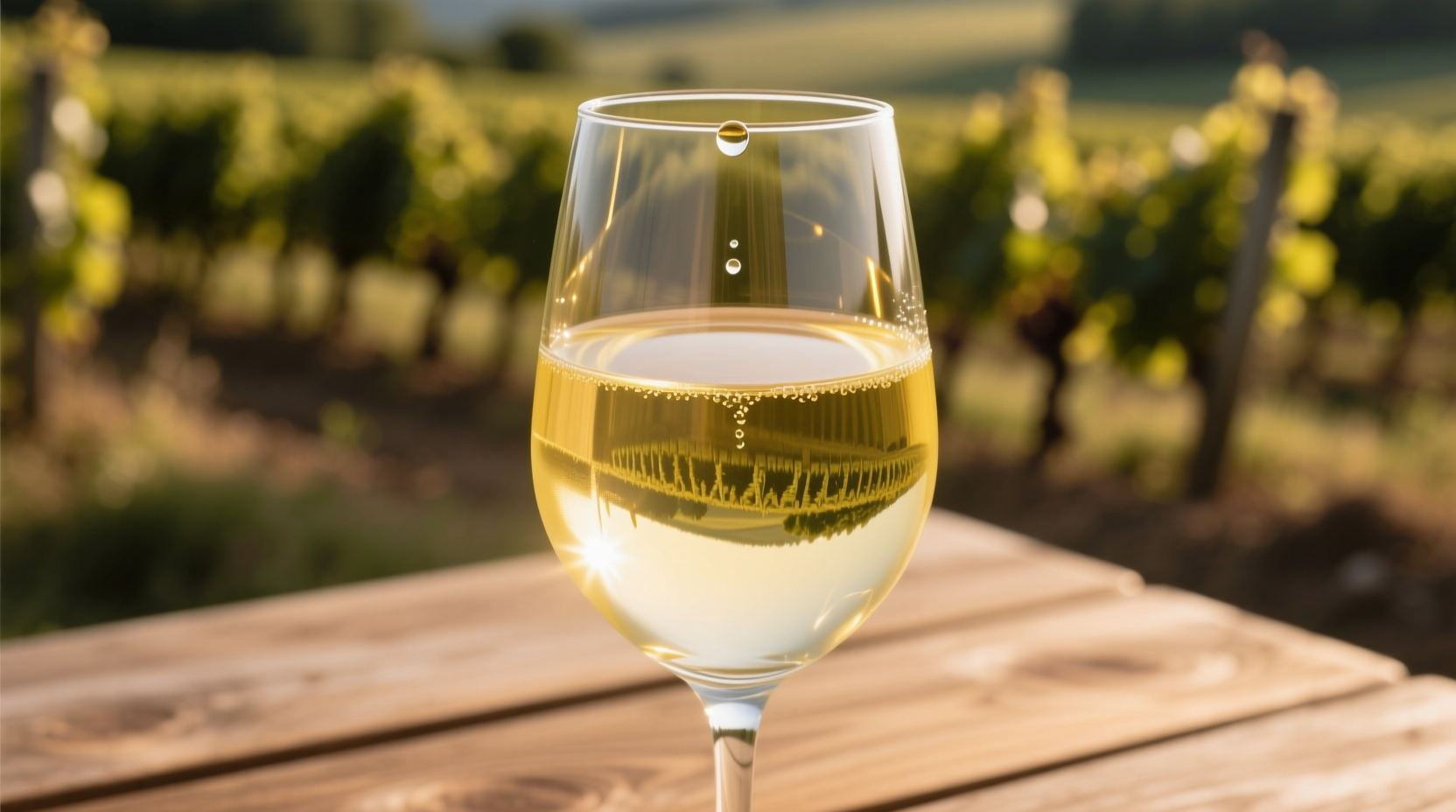 Glass of pale yellow Sauvignon Blanc wine