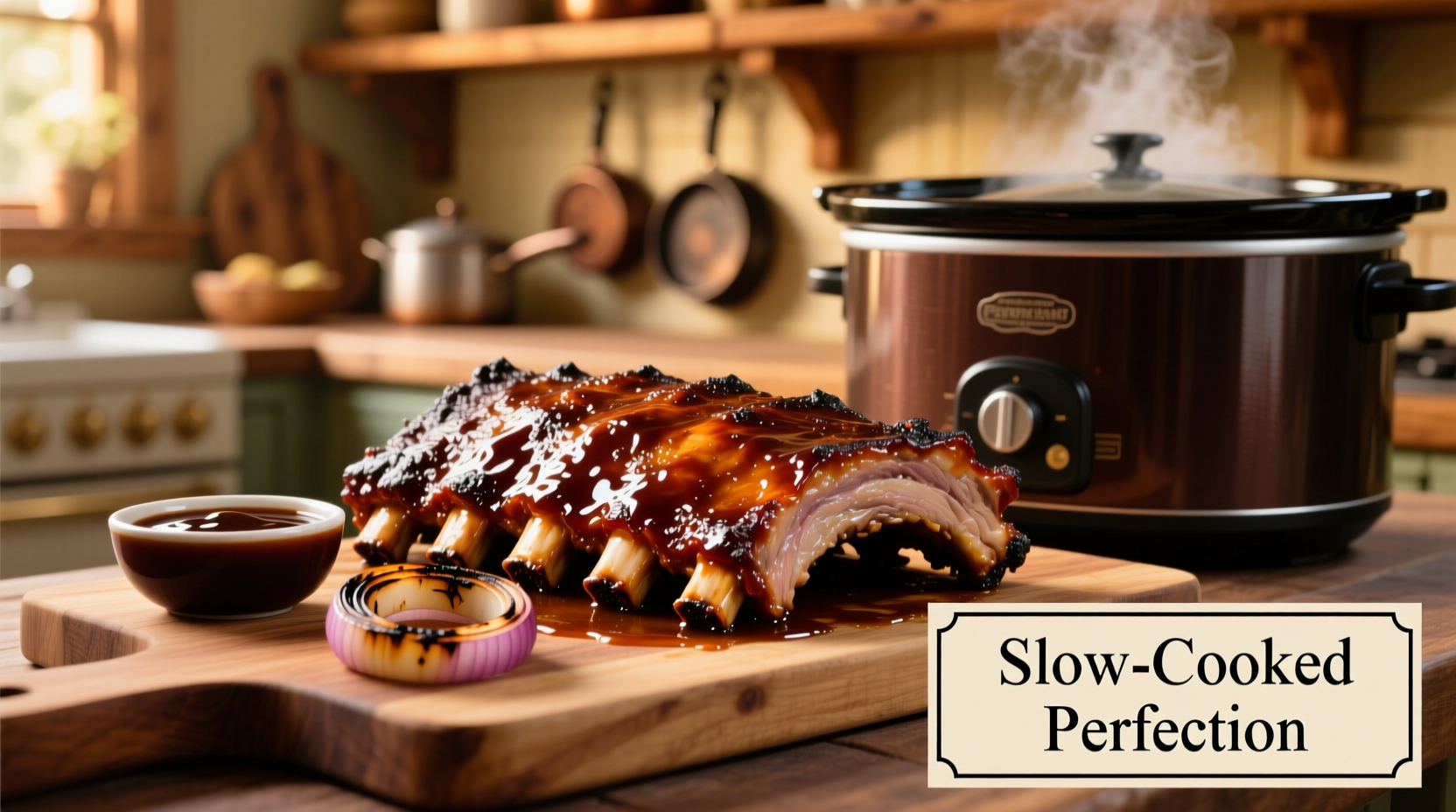 Perfectly cooked slow cooker ribs with caramelized finish