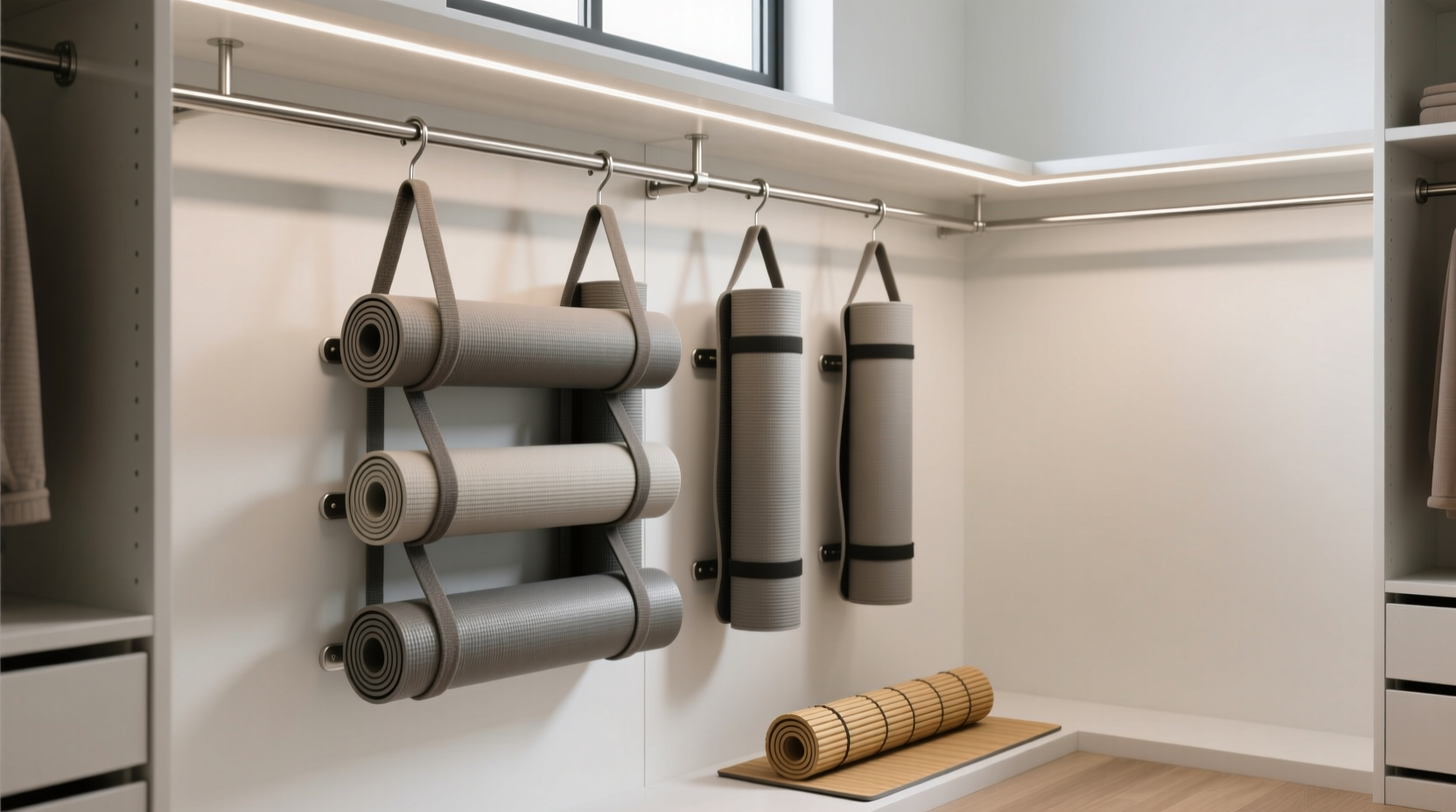 yoga mat storage vertical closet solutions