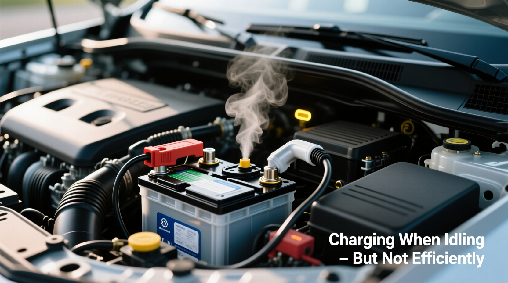 does a car battery charge when idling