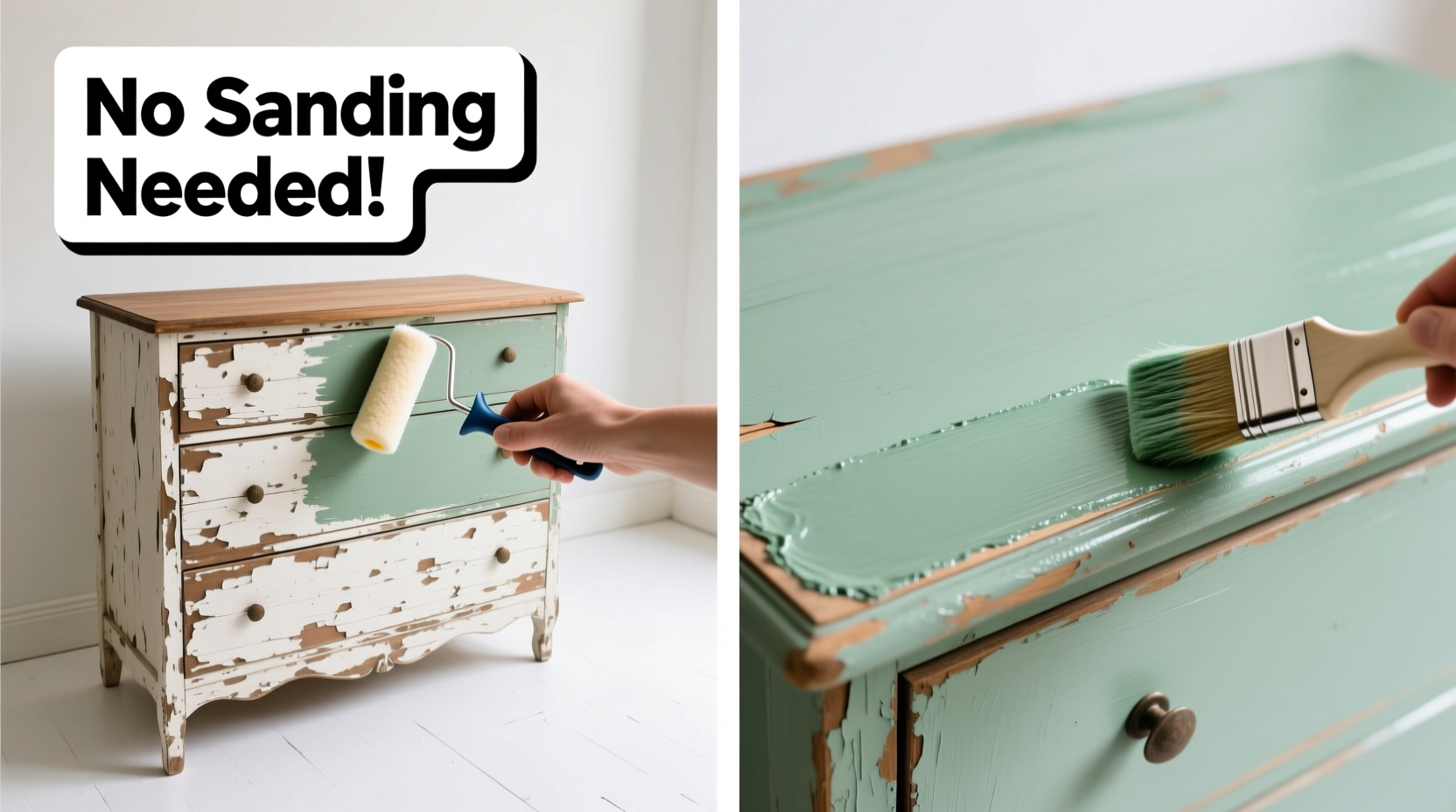 how to refresh old furniture with paint without sanding first
