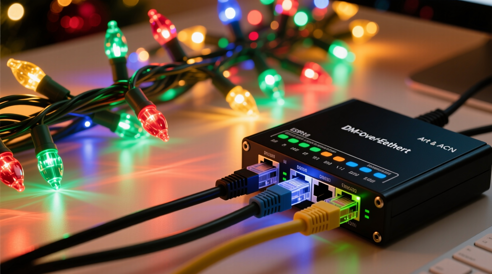 can you use ethernet cables to control synchronized christmas lights