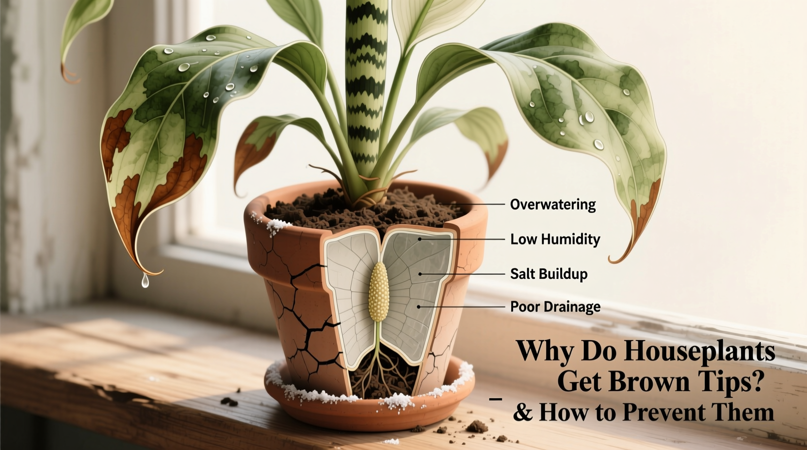 why do my houseplants get brown tips and how to prevent them