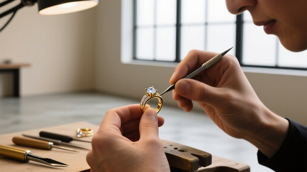Jeweler's loupe view focusing on a tiny 925 hallmark stamp and a secure lobster claw clasp on a delicate silver chain necklace