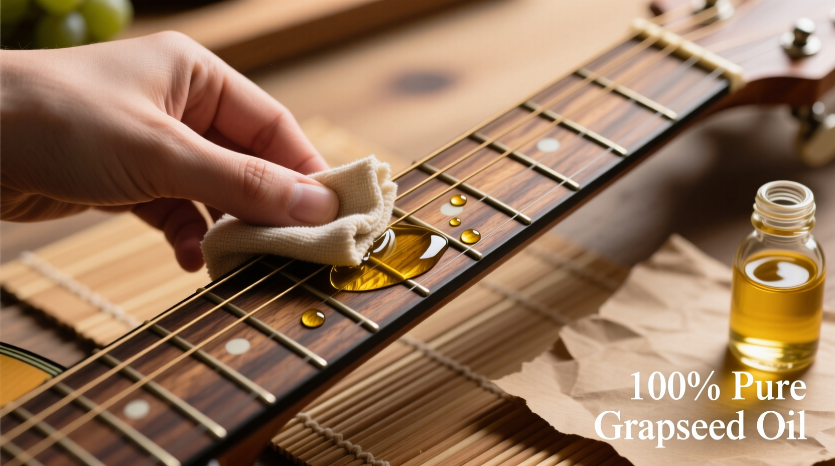 eco friendly fretboard cleaning with grapeseed oil