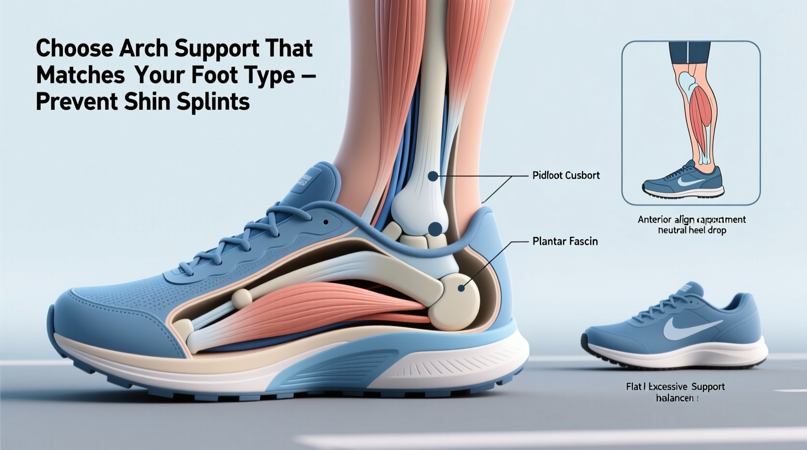 how to choose the right running shoe arch support to prevent shin splints