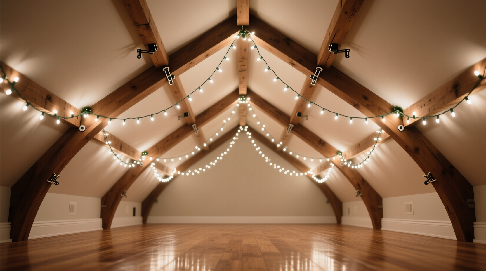 how to hang christmas lights on a vaulted ceiling with minimal visible hardware