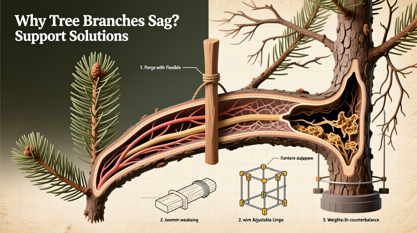 why do christmas tree branches sag over time and how to support them