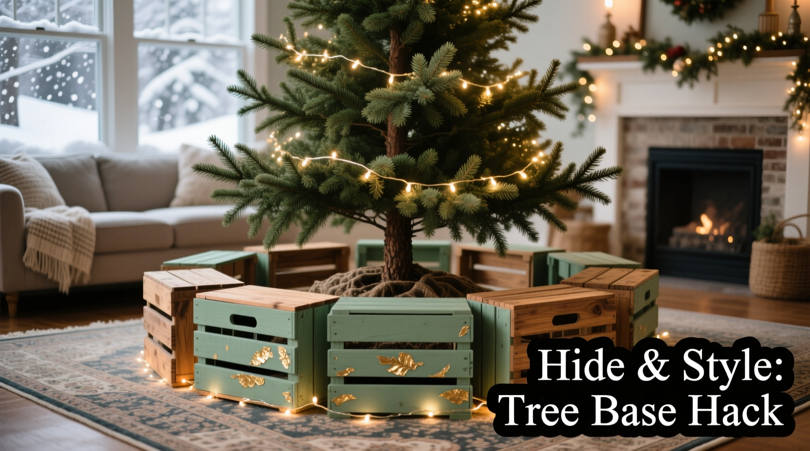 how to hide the base of your christmas tree without a skirt