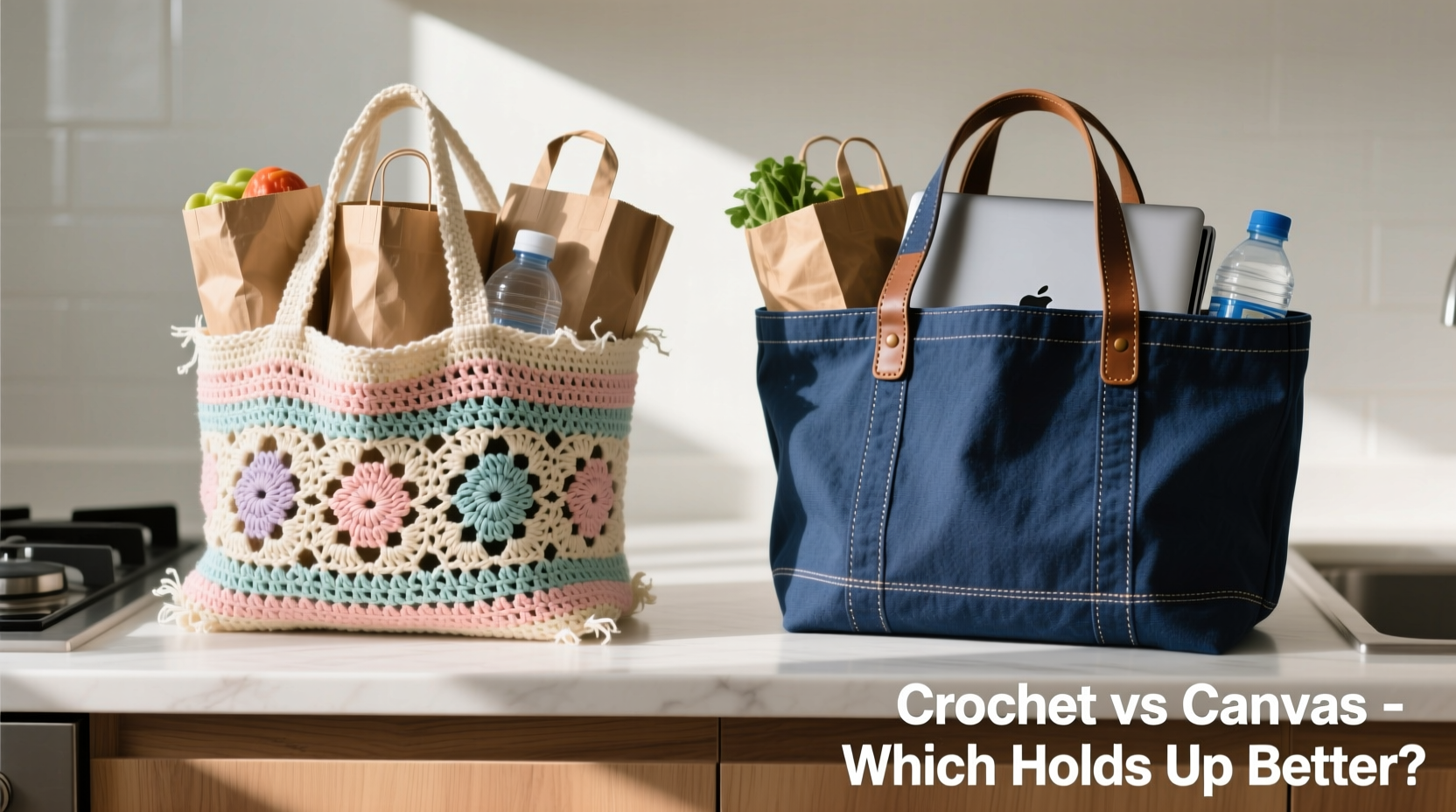 crochet tote bag vs canvas tote which holds up better on daily errands