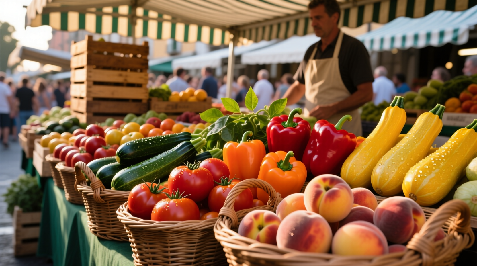 Seasonal produce display at Naples farmers market