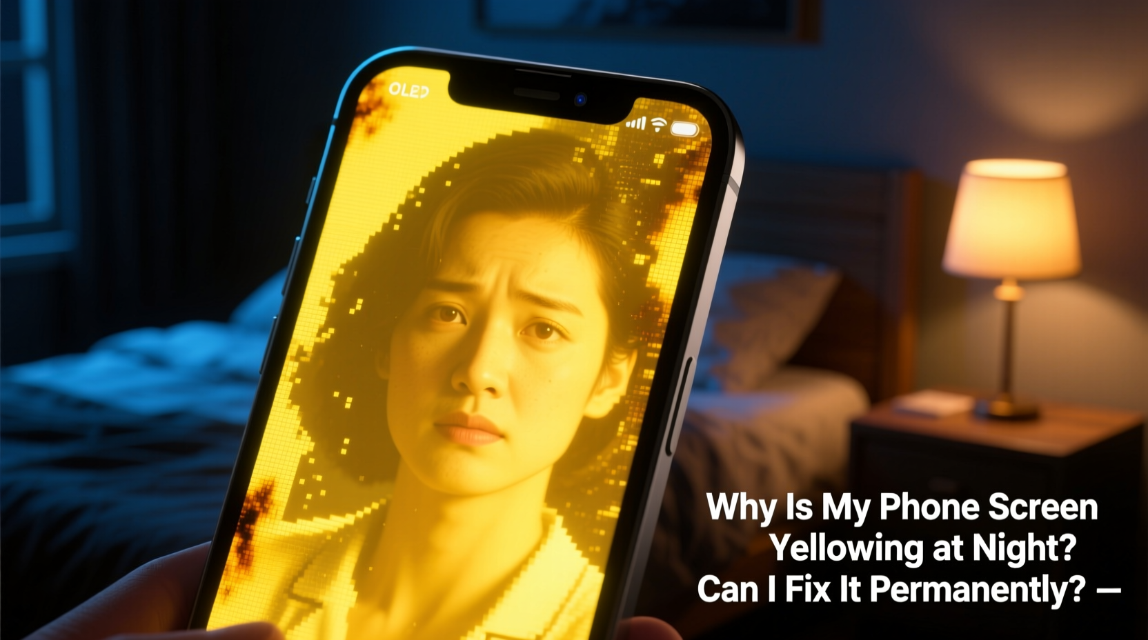 why is my phone screen yellowing at night and can i fix it permanently