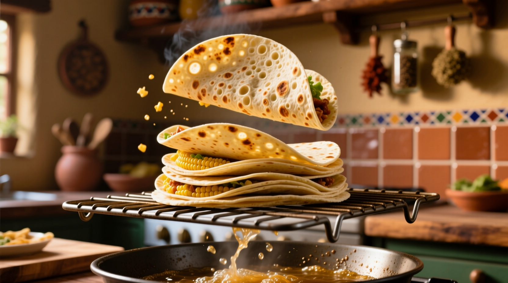 use a baking rack to turn tortillas into crispy taco sh