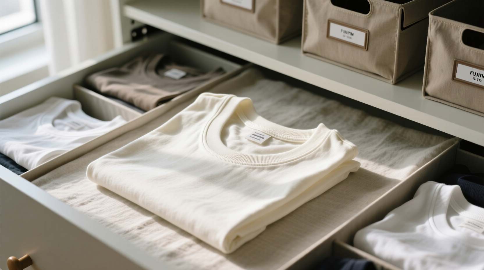folded vs hanging tees best practice for neckline fabric