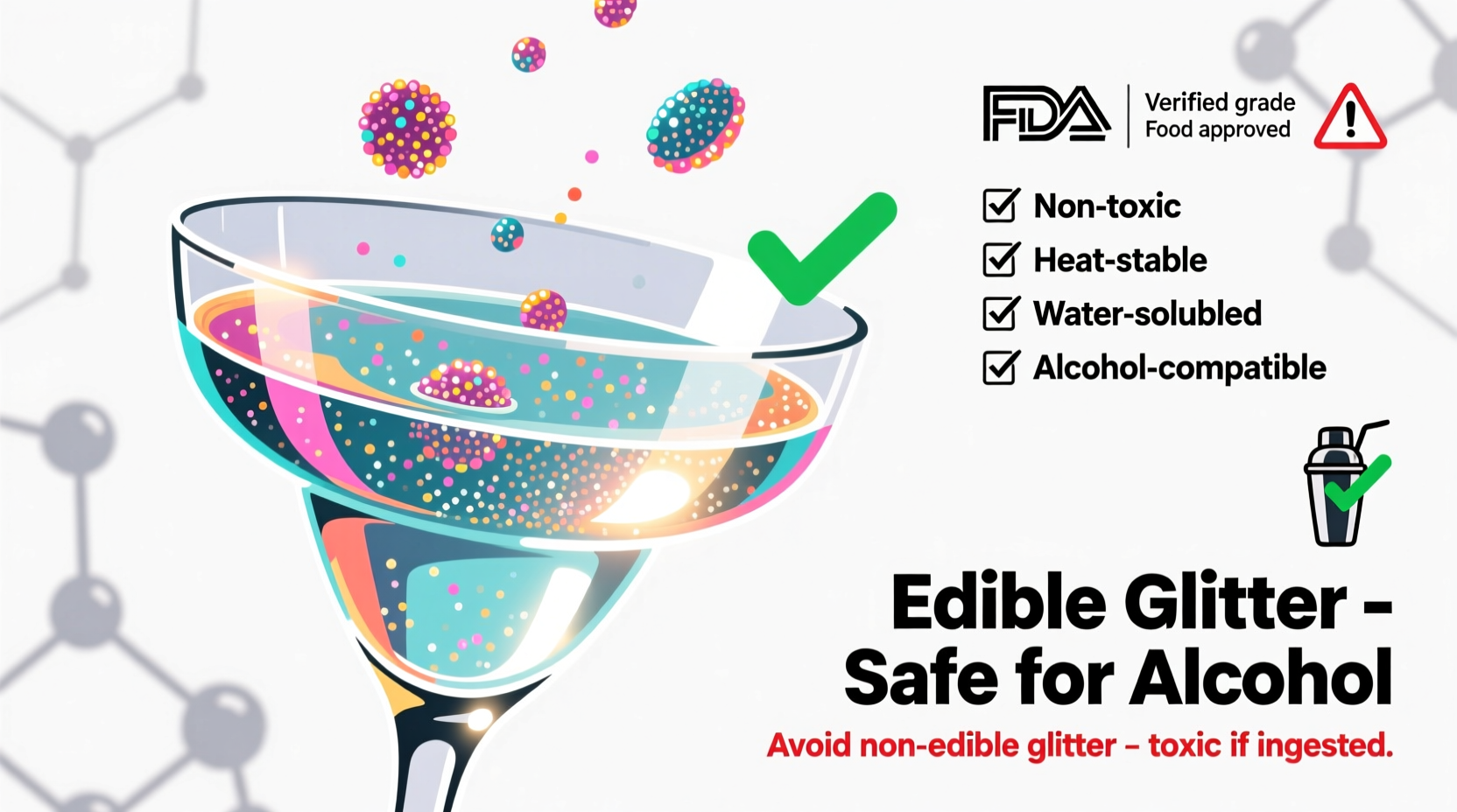 edible glitter in cocktails is it safe for alcohol based drinks