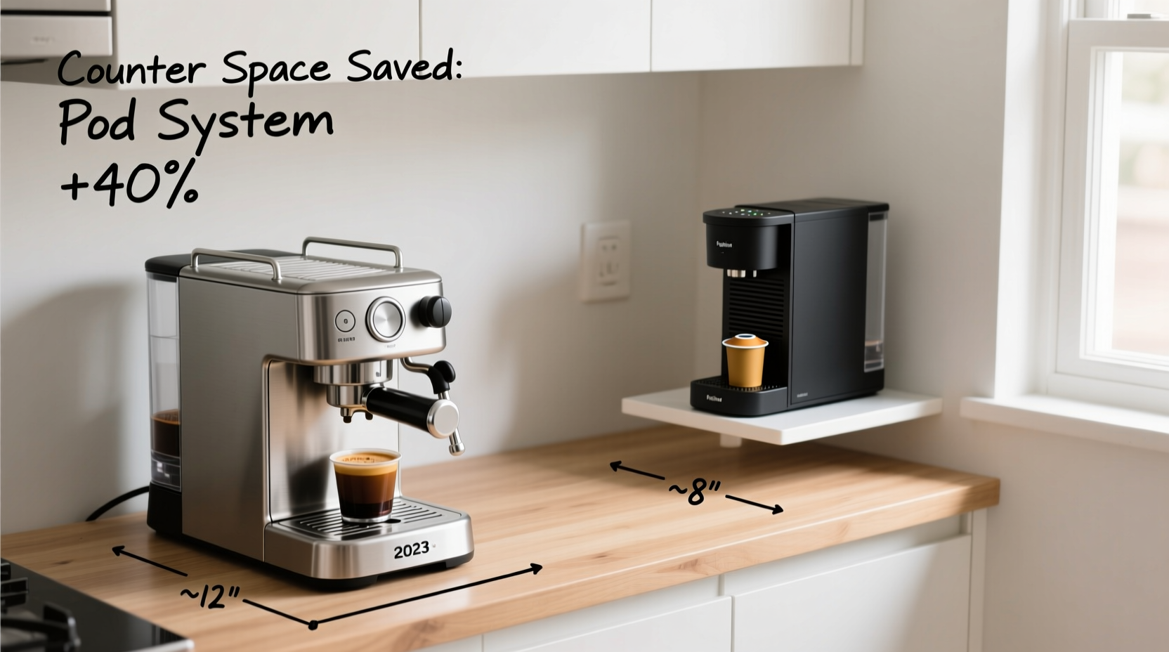 espresso machine vs pod system for small kitchens which saves more counter space