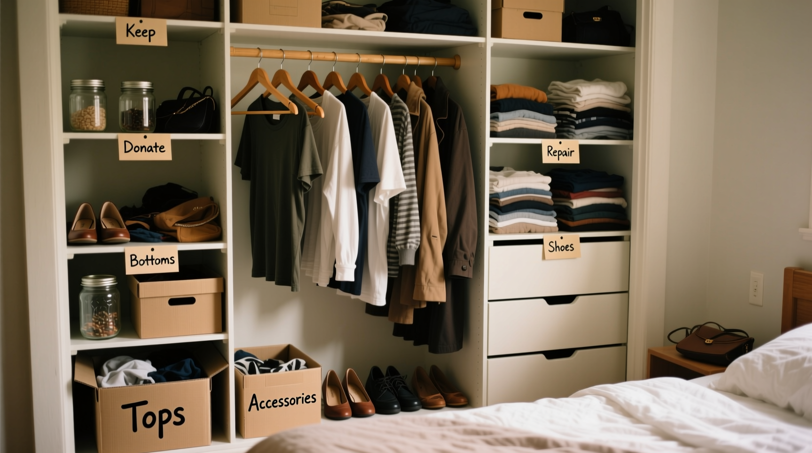 step by step guide to organizing a cluttered closet without spending a dime