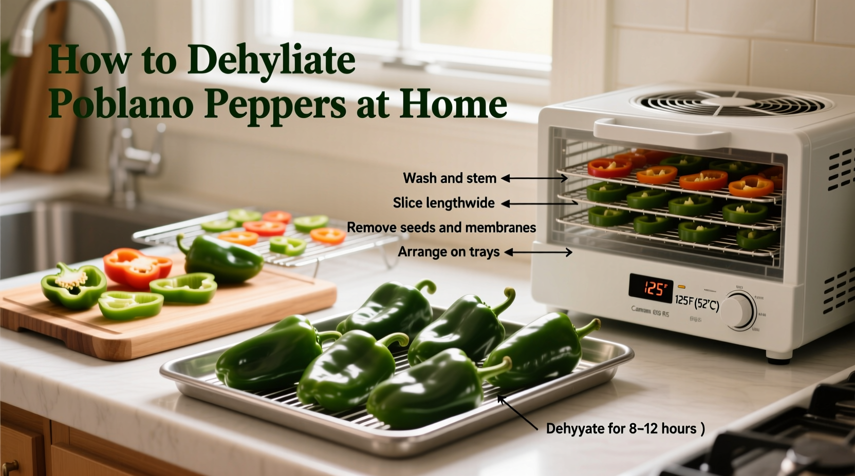 how to dehydrate poblano peppers at home