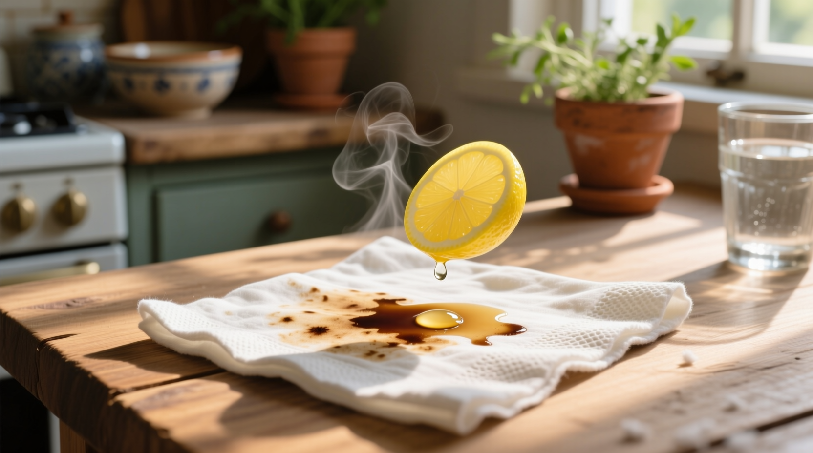 cold brew stain removal on cotton napkins