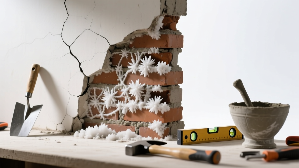 Efflorescence on Walls: Replace Damaged Masonry Parts