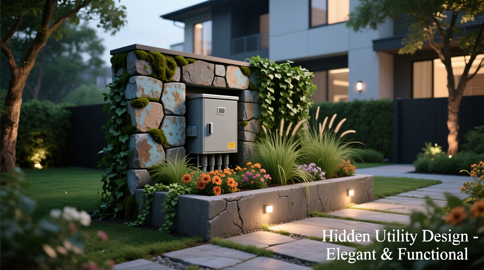 how to hide unsightly transformer boxes for outdoor lights using faux stone covers or planter integration