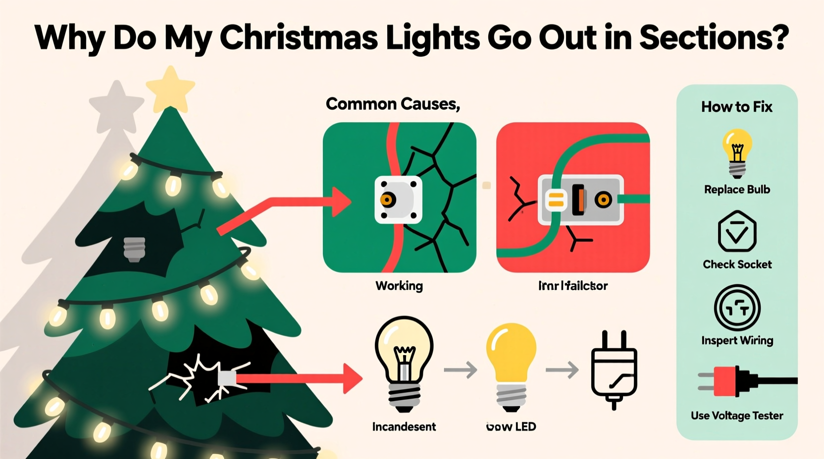 why do my christmas tree lights go out in sections troubleshooting common wiring issues