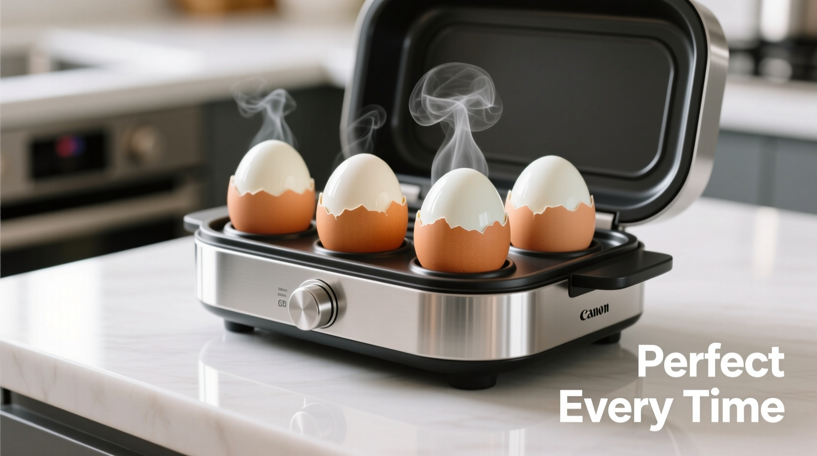 Egg cooker with perfectly cooked eggs