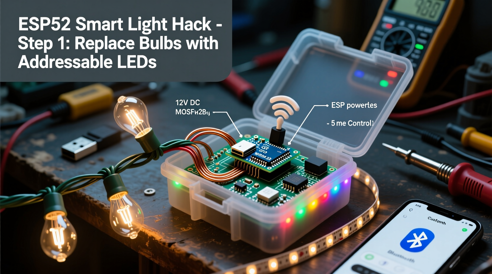 how to convert old incandescent christmas lights into smart rgb displays with esp32 modules