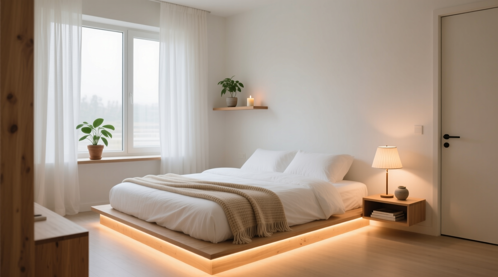 how to create a calming bedroom vibe on a budget with lighting and layout