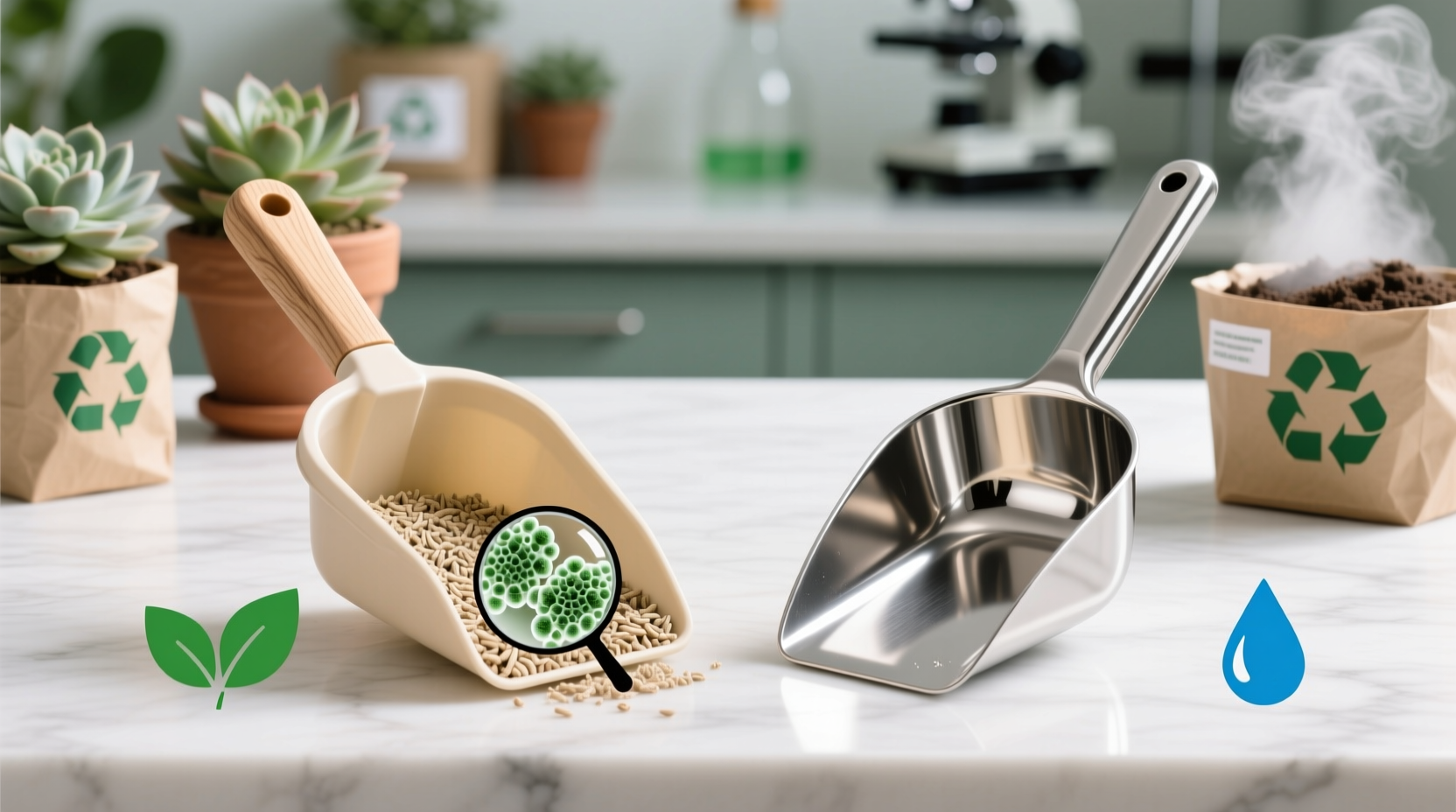 compostable vs stainless steel cat scoop hygiene