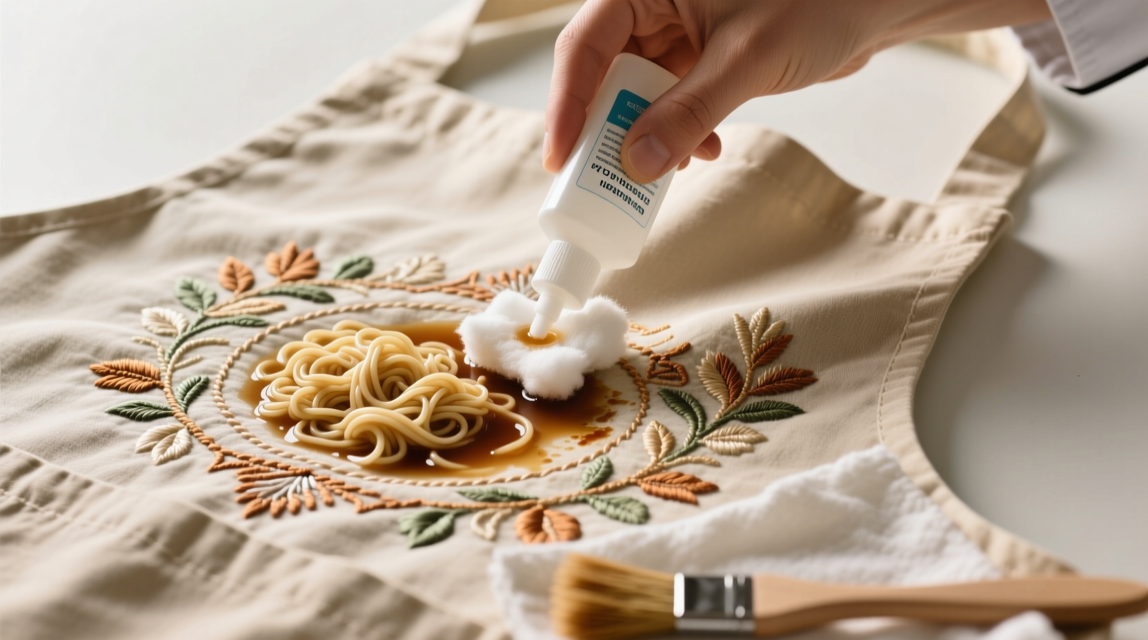 ramen broth stain removal for embroidered aprons