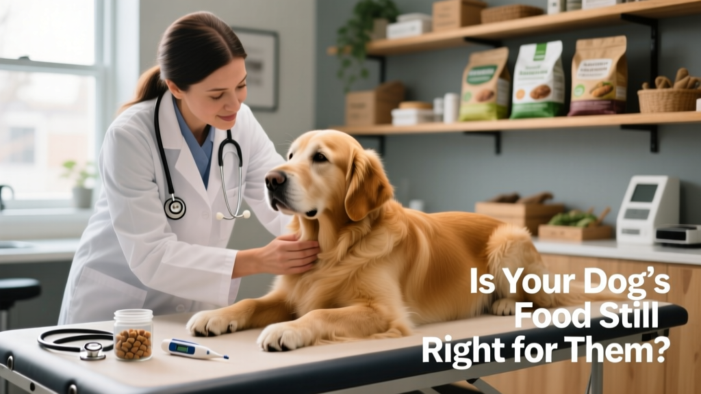 Veterinarian gently examining a dog during a wellness checkup