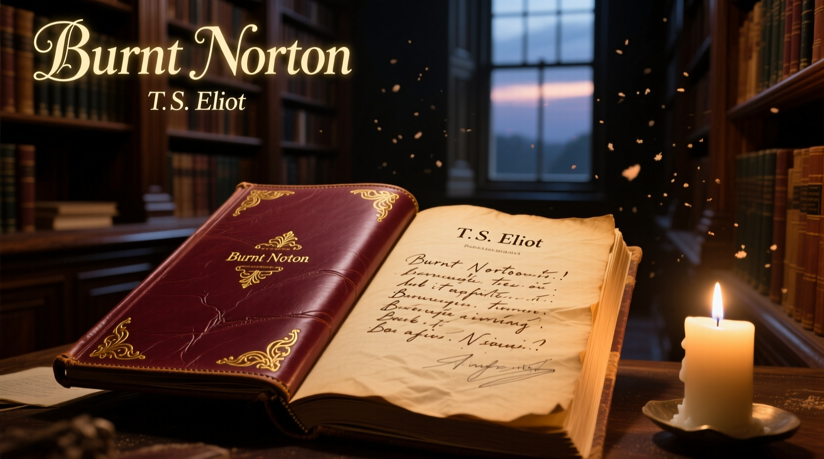 Vintage book showing T.S. Eliot's Burnt Norton poem
