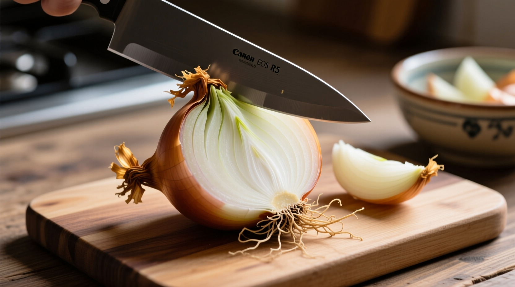 leave onion roots intact for easier slicing and dicing