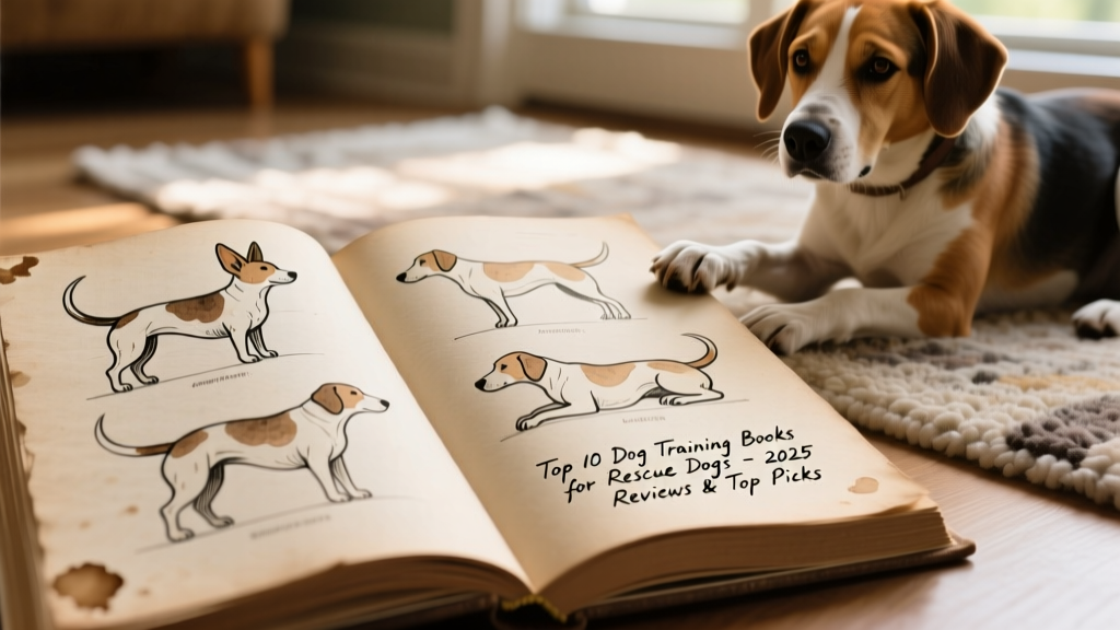 Close-up of open book showing illustrated diagrams of dog body language cues